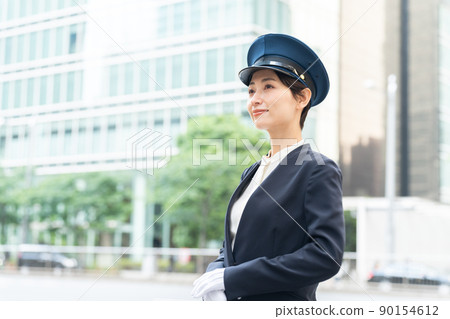 Smiley female driver (driver, taxi, bus) 90154612