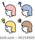 Emotions and sorrows profile facial expression variation set 90154909
