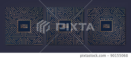 Vector set of luxury cover templates, square line art deco patterns. Design elements for placards, banners, flyers, presentations and cards. Vector set of luxury cover templates, square line art deco patterns. Design elements for placards, banners, flyers, presentations and cards. 90155068