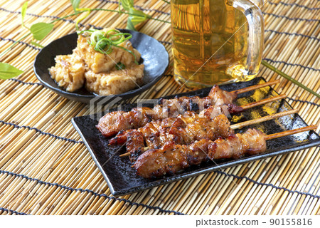 Fried tofu, yakitori and beer Izakaya menu 90155816