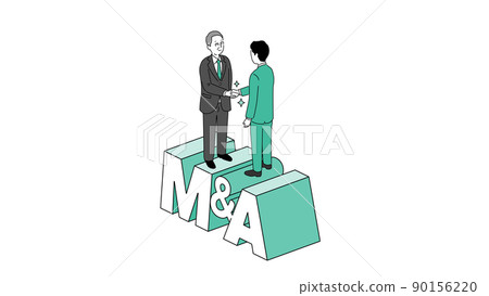 Illustration, vector of senior manager shaking hands on M & A letters 90156220