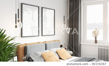 Mock-up frame in home interior background, 3d render 90156367