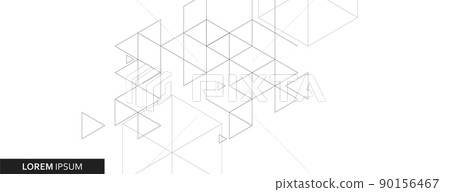 Vector banner design. White background with hexagon and triangles pattern 90156467