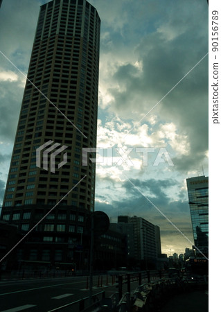 Landmark tower at dusk 90156789