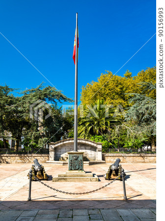 Flag on Constitution Square in A Coruna - Galicia, Spain 90156993