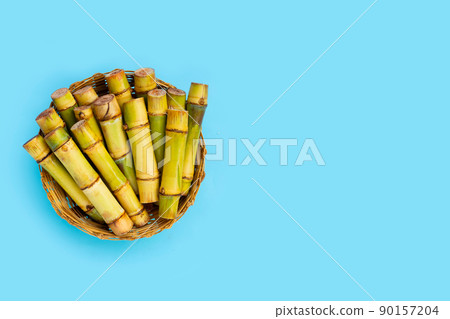 Sugar cane on blue background. 90157204
