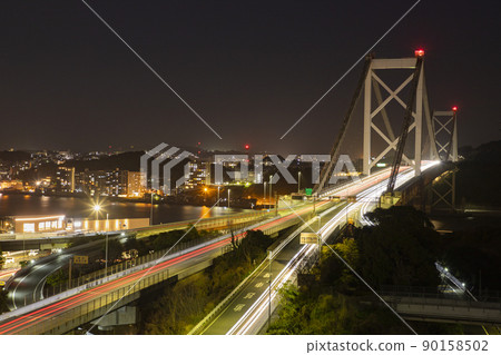 門司關門橋Waburi的夜景 門司關門橋Waburi的夜景 90158502