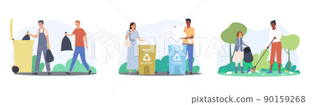 People Sorting Waste Set 90159268