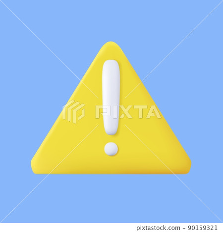 3d Yellow triangle button with exclamation point 90159321