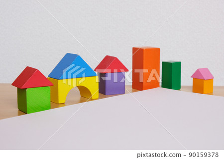 積木房子住宅城市景觀白色背景壁紙 90159378