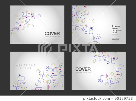 Vector background with curved lines. Network shapes design. Abstract pattern of dots, lines, rounded squares, circles and other simple geometric objects Vector background with curved lines. Network shapes design. Abstract pattern of dots, lines, rounded squares, circles and other simple geometric objects 90159738
