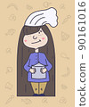 Cute funny chef cook girl character vector illustration 90161016