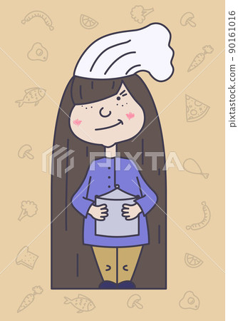Cute funny chef cook girl character vector illustration 90161016