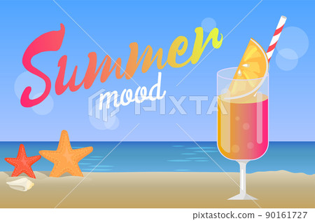 Summer Mood Poster with Cocktail on Coastline, Sea 90161727