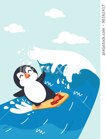 Happy penguin cartoon surfing vector Happy penguin cartoon surfing vector 90162417