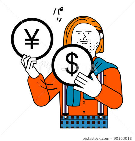 Men with yen and dollars Men with yen and dollars 90163018