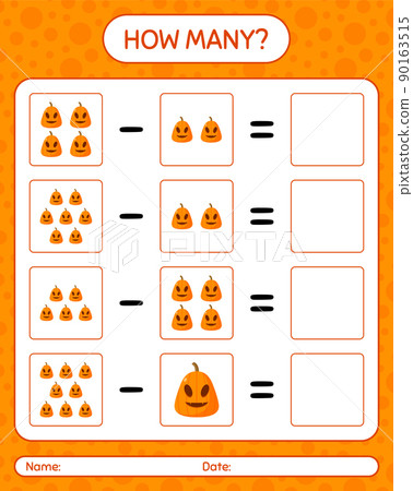 How many counting game with jack o' lantern. worksheet for preschool kids, kids activity sheet How many counting game with jack o' lantern. worksheet for preschool kids, kids activity sheet 90163515