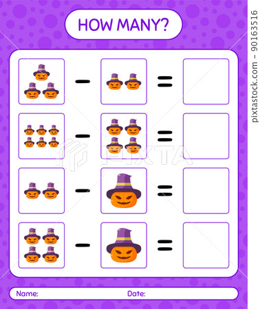 How many counting game with jack o' lantern. worksheet for preschool kids, kids activity sheet How many counting game with jack o' lantern. worksheet for preschool kids, kids activity sheet 90163516