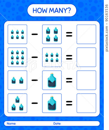 How many counting game with chemistry tube. worksheet for preschool kids, kids activity sheet 90163536