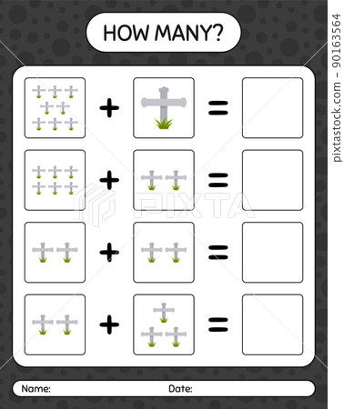 How many counting game with tombstone. worksheet for preschool kids, kids activity sheet How many counting game with tombstone. worksheet for preschool kids, kids activity sheet 90163564