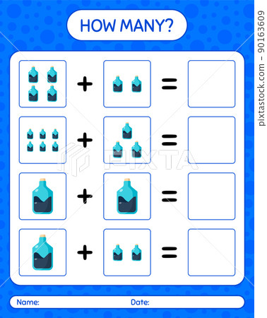 How many counting game with chemistry tube. worksheet for preschool kids, kids activity sheet How many counting game with chemistry tube. worksheet for preschool kids, kids activity sheet 90163609