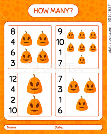 How many counting game with jack o' lantern. worksheet for preschool kids, kids activity sheet How many counting game with jack o' lantern. worksheet for preschool kids, kids activity sheet 90163687