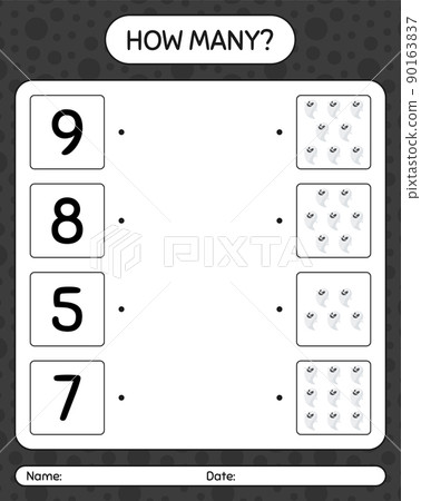 How many counting game with ghost. worksheet for preschool kids, kids activity sheet How many counting game with ghost. worksheet for preschool kids, kids activity sheet 90163837