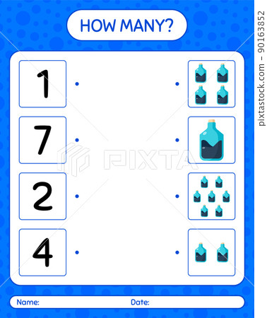 How many counting game with chemistry tube. worksheet for preschool kids, kids activity sheet 90163852