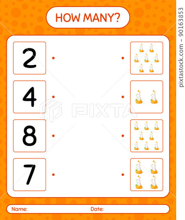 How many counting game with chemistry tube. worksheet for preschool kids, kids activity sheet 90163853