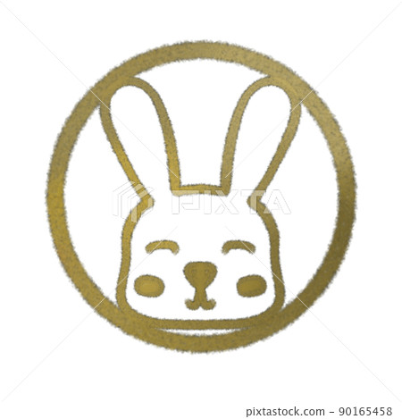 Rabbit stamp material for New Year's cards 90165458