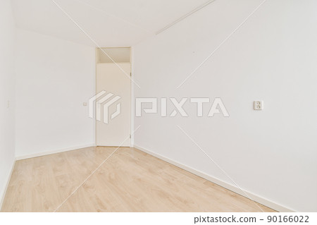 Empty simple white room with white wall and door 90166022