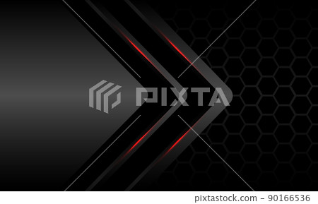 Abstract metallic double black arrow red light direction dark grey hexagon mesh design modern futuristic background vector Abstract metallic double black arrow red light direction dark grey hexagon mesh design modern futuristic background vector 90166536