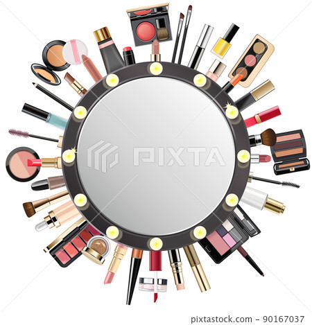 Vector Makeup Cosmetics Concept with Mirror 90167037