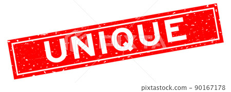 Grunge red unique word square rubber seal stamp on white background Grunge red unique word square rubber seal stamp on white background 90167178