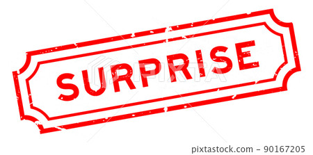 Grunge red surprise word rubber seal stamp on white background 90167205