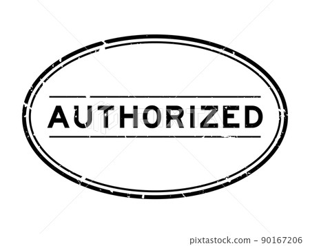Grunge black authorized word oval rubber seal stamp on white background Grunge black authorized word oval rubber seal stamp on white background 90167206