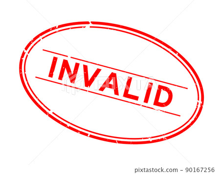 Grunge red invalid word oval rubber seal stamp on white background Grunge red invalid word oval rubber seal stamp on white background 90167256