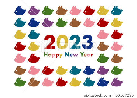 2023 New Year's card Rabbit year colorful rabbit pattern illustration 2023 New Year's card Rabbit year colorful rabbit pattern illustration 90167289