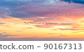 Gentle colors of Real sundown sunset  sky with beautiful light clouds 90167313