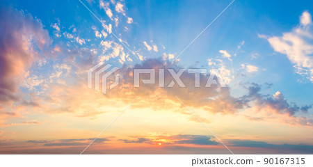 Panoranic background Sunrise Sky with colorful clouds 90167315