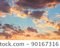 Majestic sunrise sundown sky with gentle colorful clouds 90167316