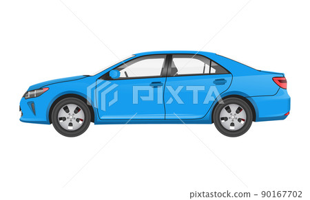 Practical Modern Car in Blue Corpus Side View 90167702