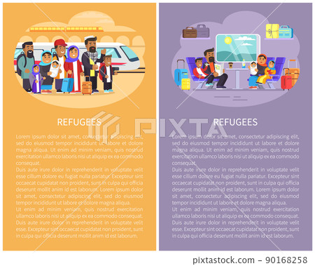 Refugees Posters Collection Vector Illustration 90168258