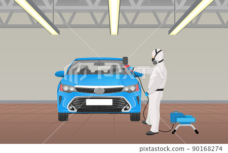 Car Coloring Process by Worker Vector Illustration Car Coloring Process by Worker Vector Illustration 90168274