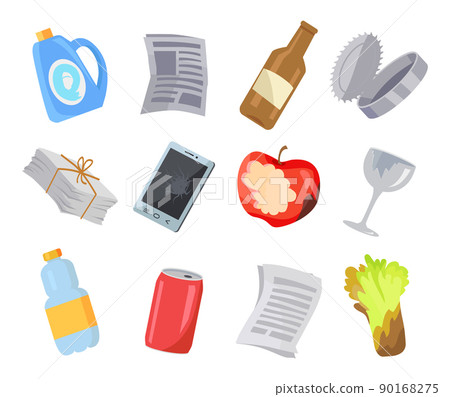 Collection of Various Garbage Icons Color Poster Collection of Various Garbage Icons Color Poster 90168275