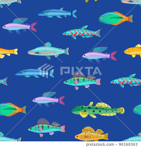 Varicoloured Marine Creatures Seamless Pattern Varicoloured Marine Creatures Seamless Pattern 90168363