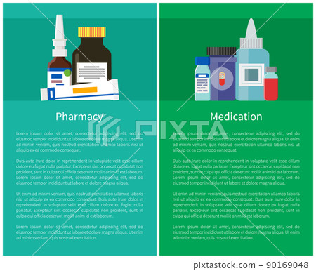 Pharmacy and Medication Set Vector Illustration Pharmacy and Medication Set Vector Illustration 90169048