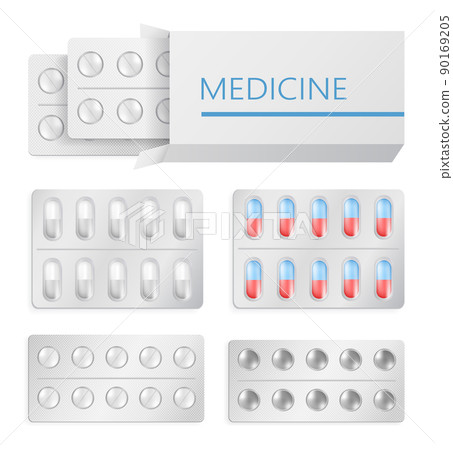 Medicine Pills Blister Package Vector Illustration 90169205