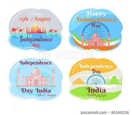 India Independence Day Set Vector Illustration 90169206