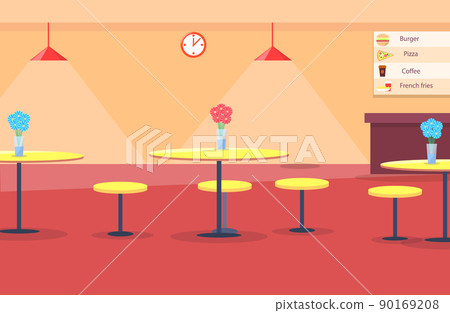 Cafe Interior Tables and Chair Vector Illustration 90169208